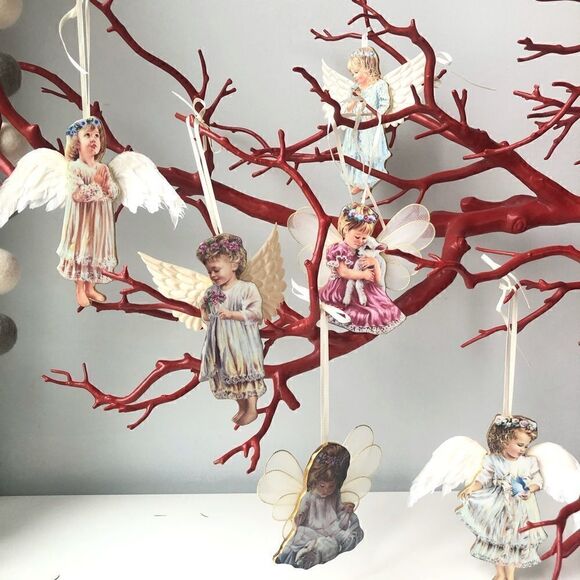 Set of 6 Heaven's Little Angels porcelain Christmas Ornaments - Picture 1 of 14